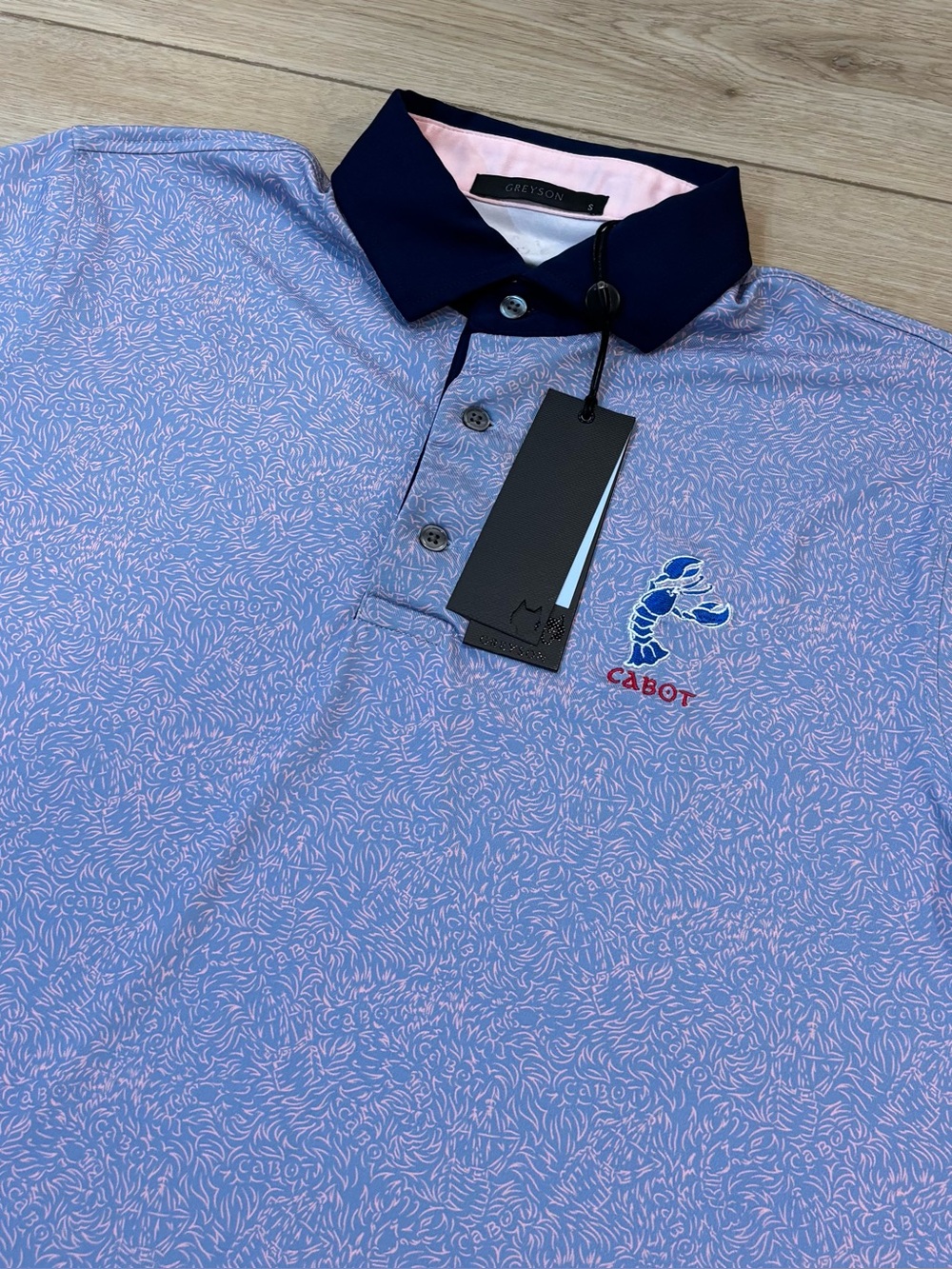 Greyson NWT “Cabot Cliffs” Polo Small S Golf Blue Pink $175 Spirit Of Cabot